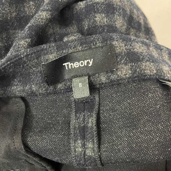 Theory Treeca Gingham Knit Dress Pants Gray & Navy Blue Plaid - Women's Size 8 - Picture 5 of 9